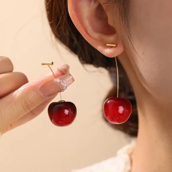🌻3 For $15🌻 Morello Cherry Drop Earrings - Picture 2 of 6